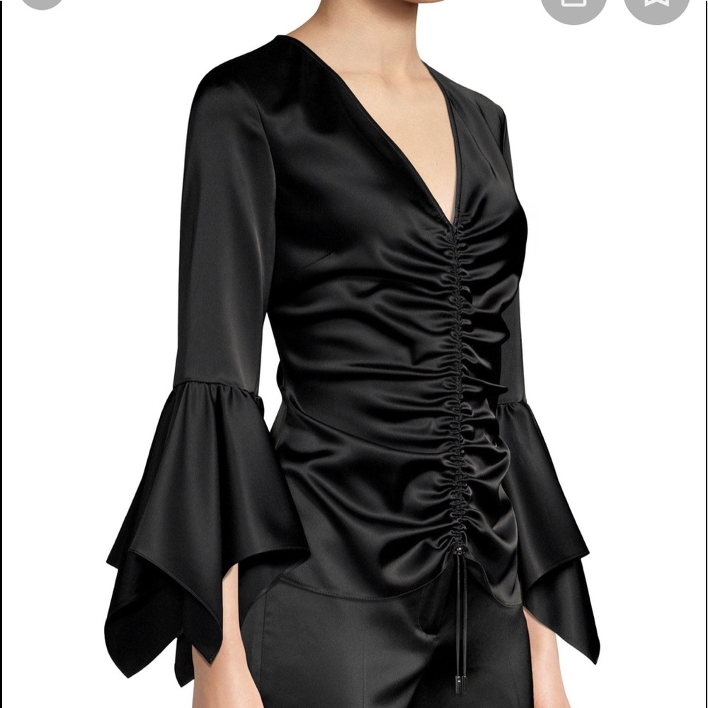 Ellie Tahari Allysea black satin blouse